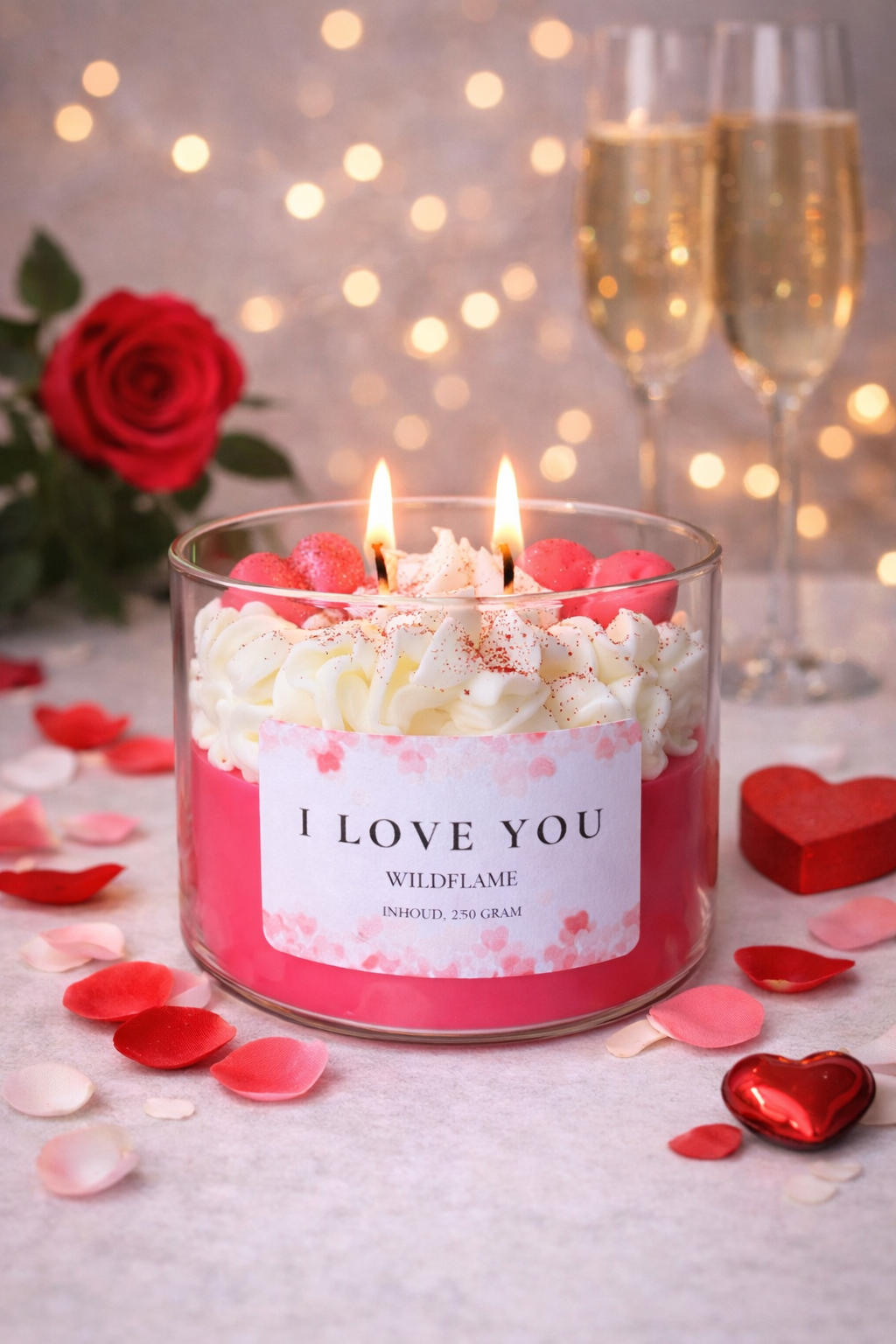 Pink heart candle