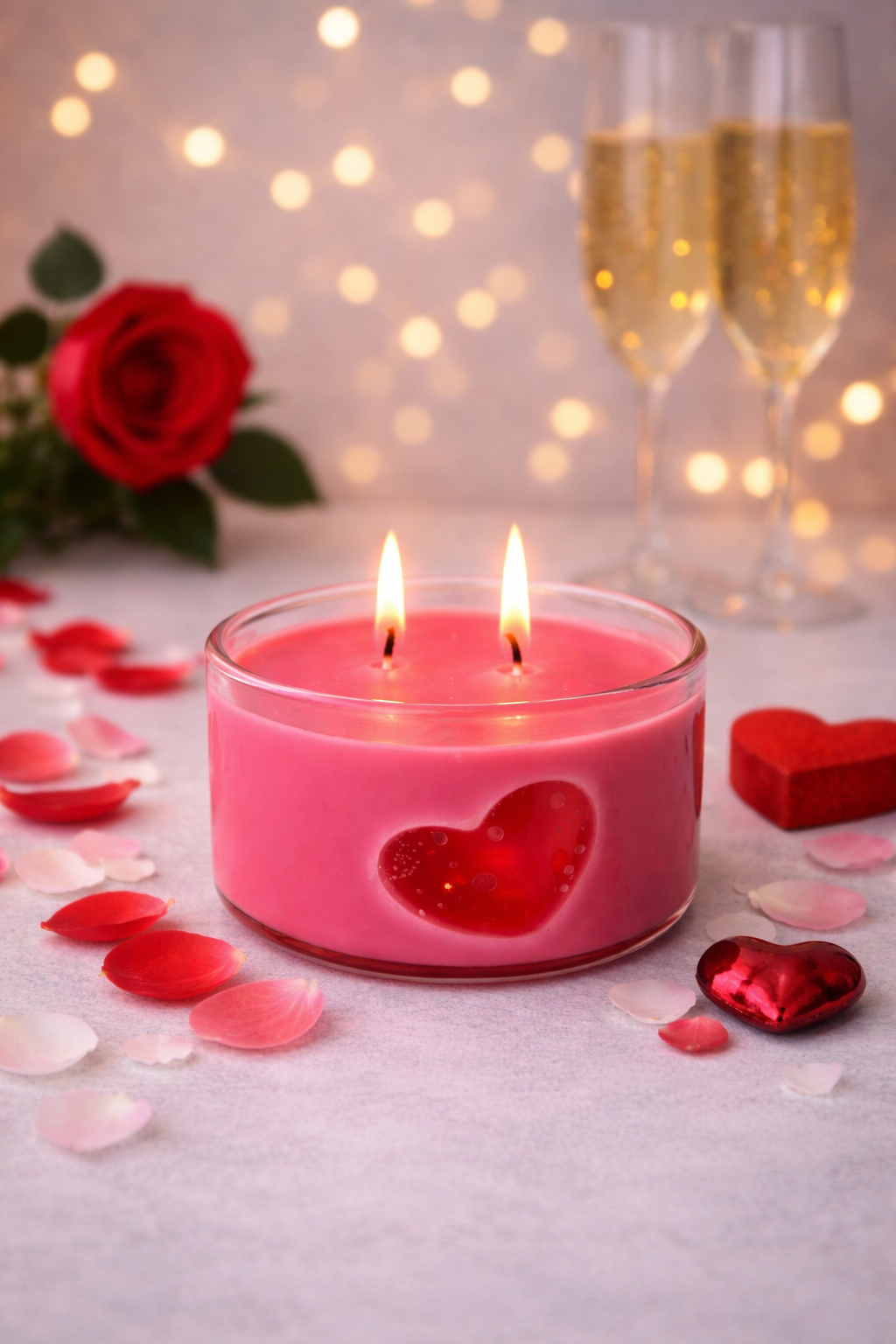 Pink Little heart candle