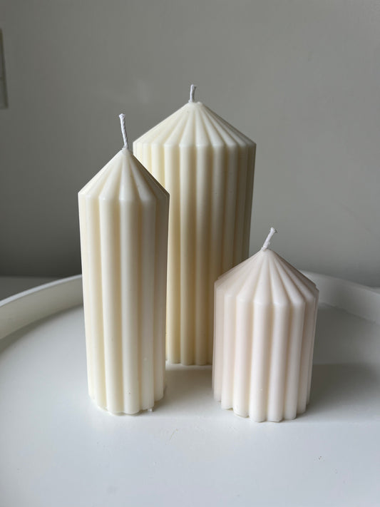 Luxe 3-delige ribbel kaarsen set – Wildflame
