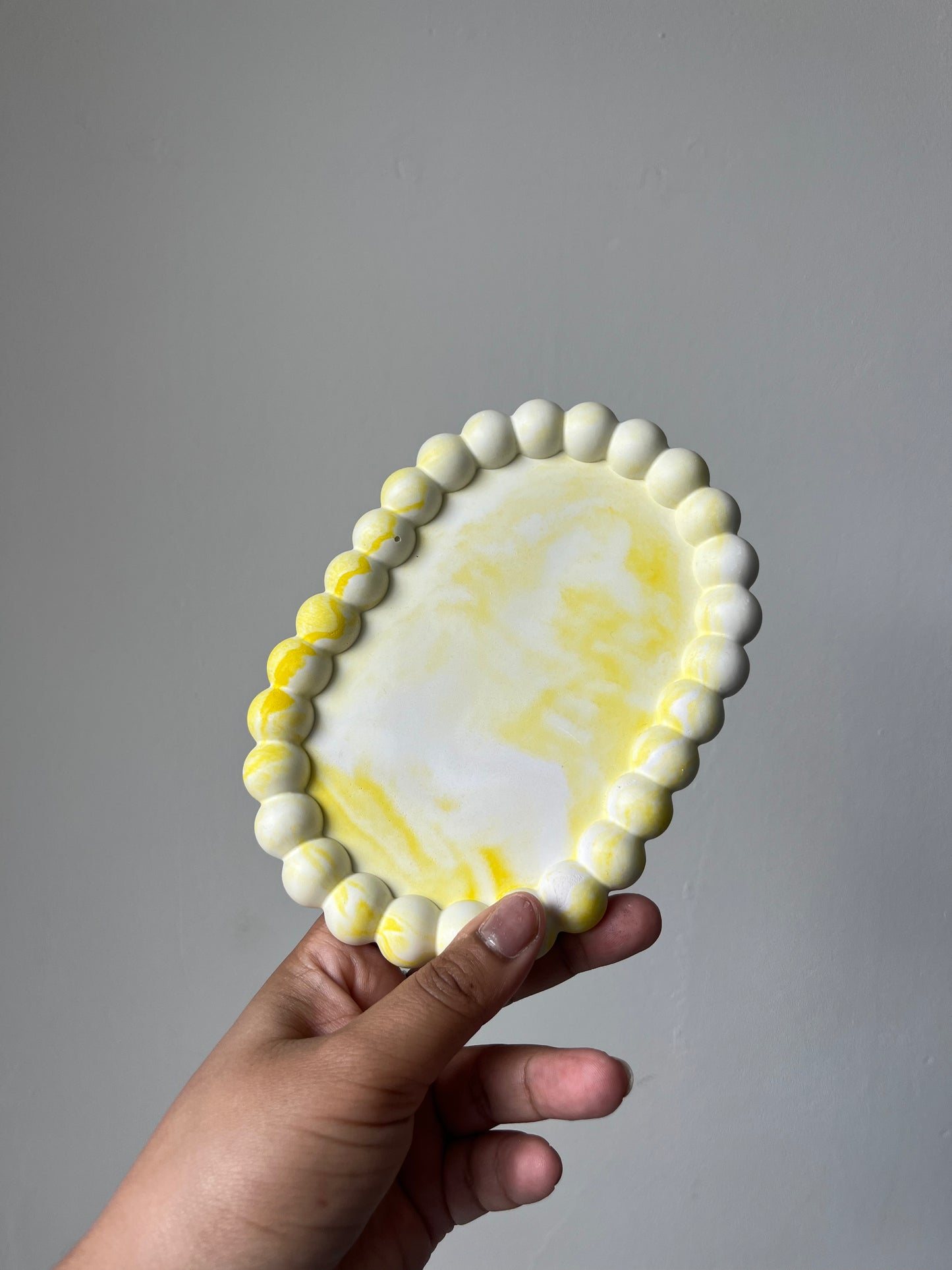 Gele Bubble Plate – Decoratieve Sieradenschaal & Sleutelbakje