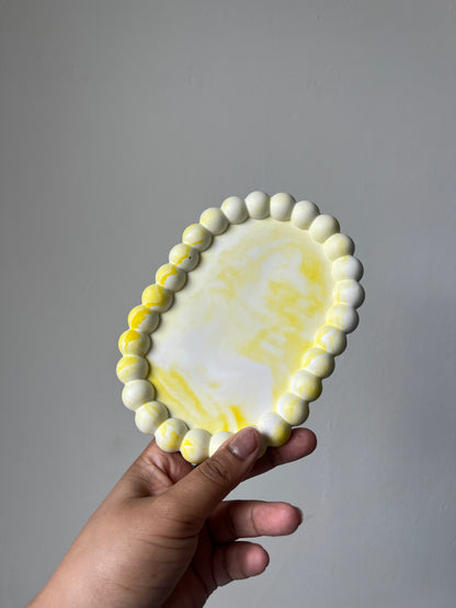 Gele Bubble Plate – Decoratieve Sieradenschaal & Sleutelbakje